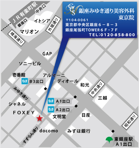 銀座みゆき通り美容外科アクセスマップ